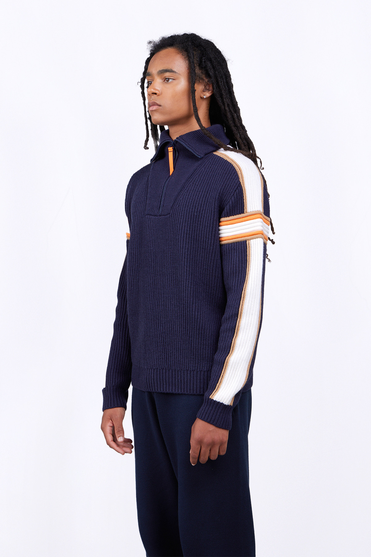 High-neck knit sweater with...