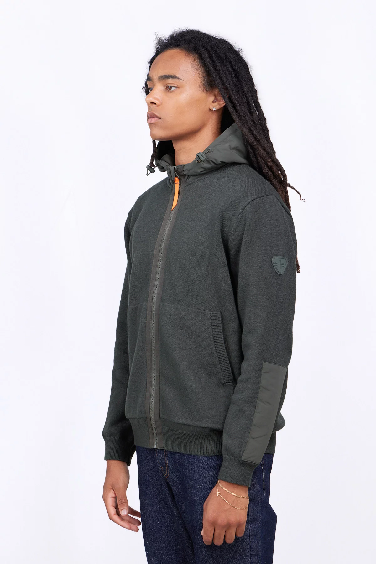 Khaki sales hooded cardigan