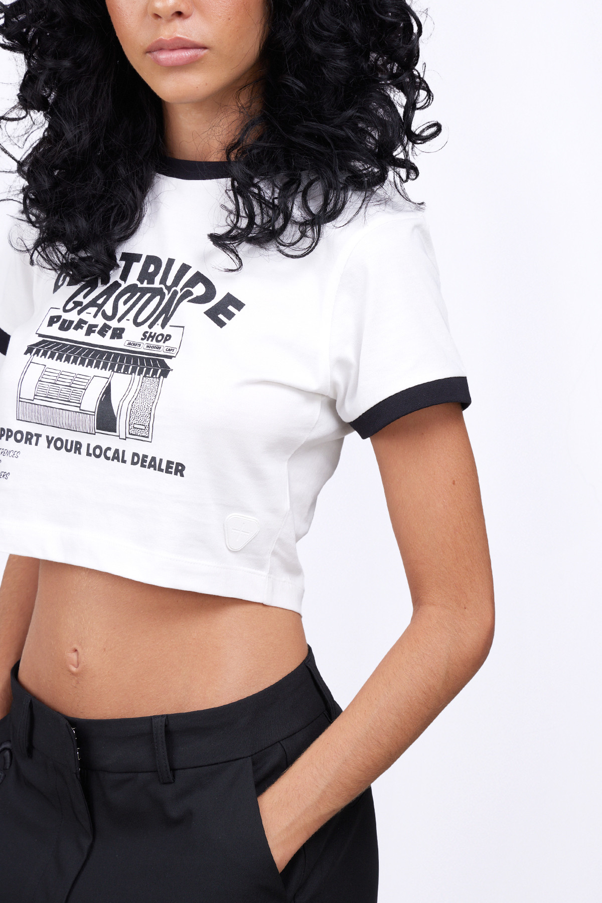 T-shirt cropped imprimé...