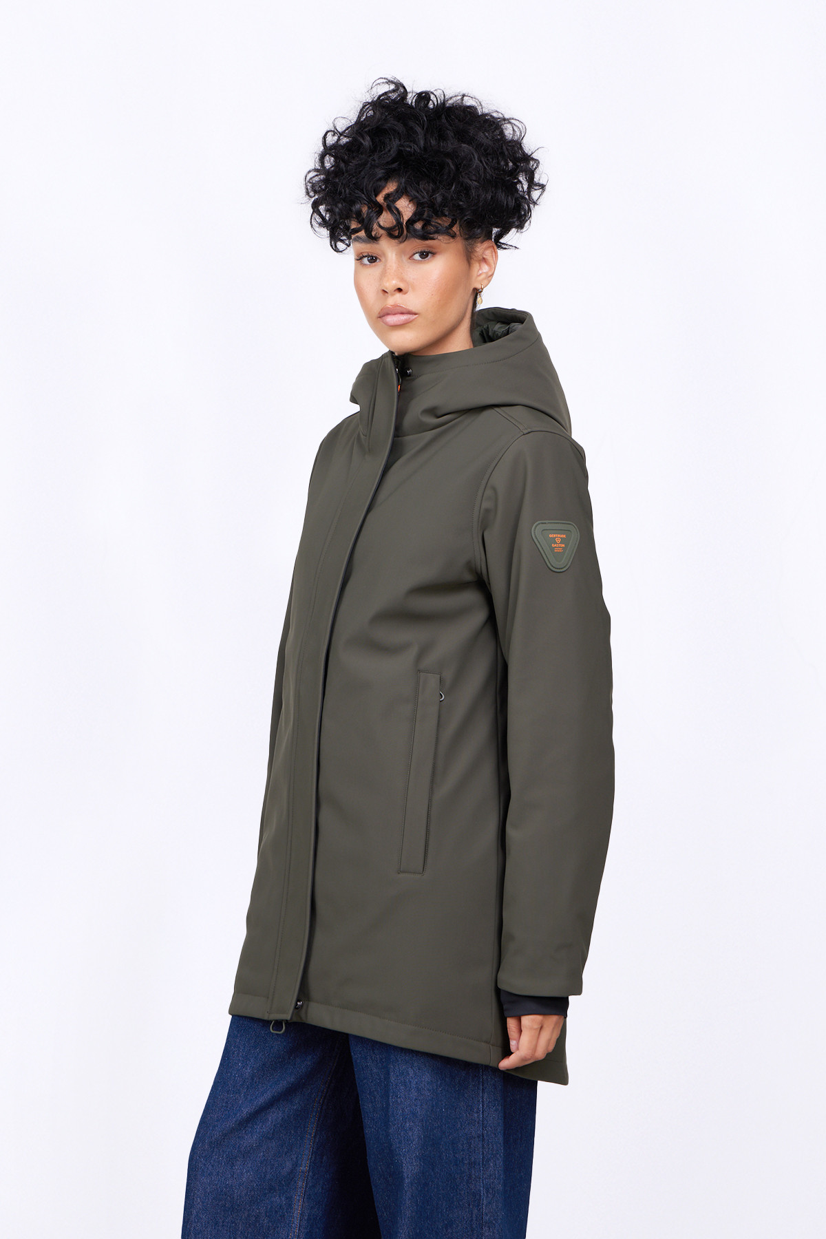 Chistina Kaki neoprene parka