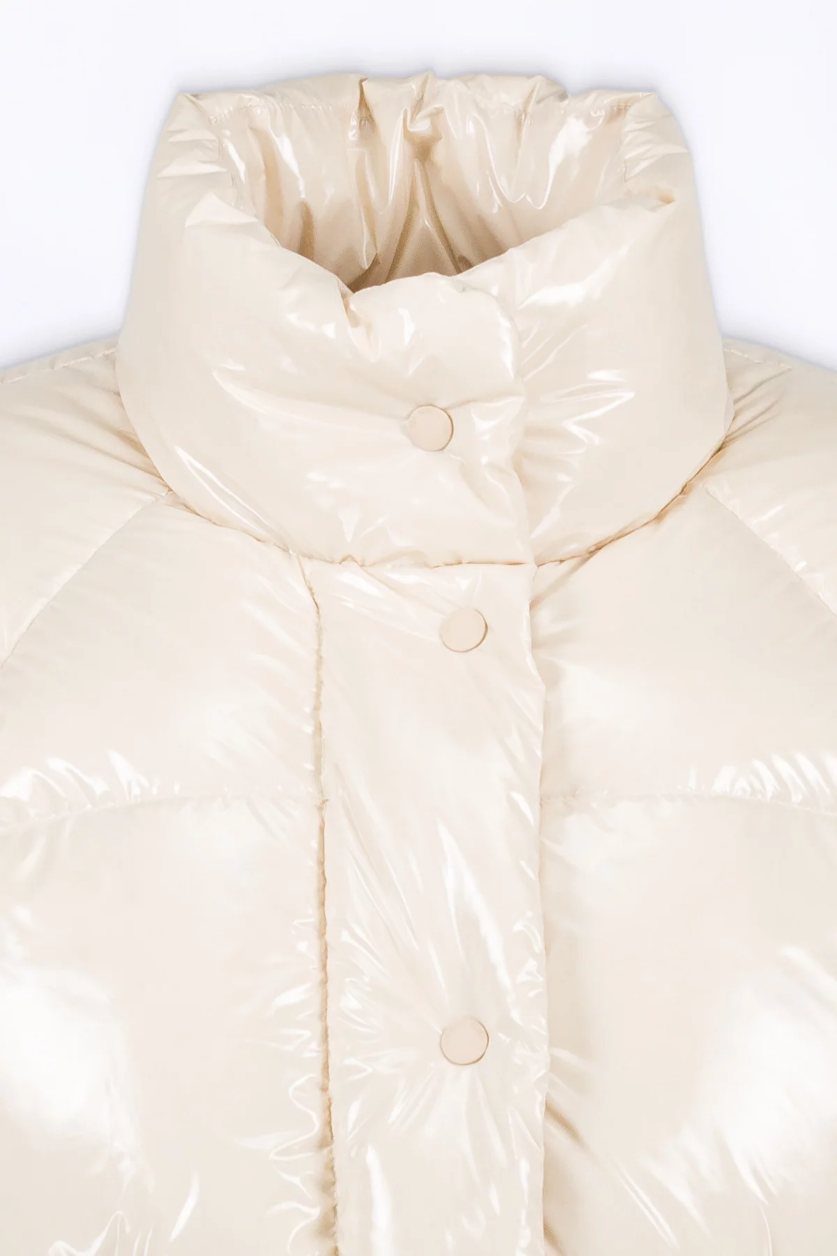 Puffy jacket in shiny nylon Emmanuelle Bright Ecru