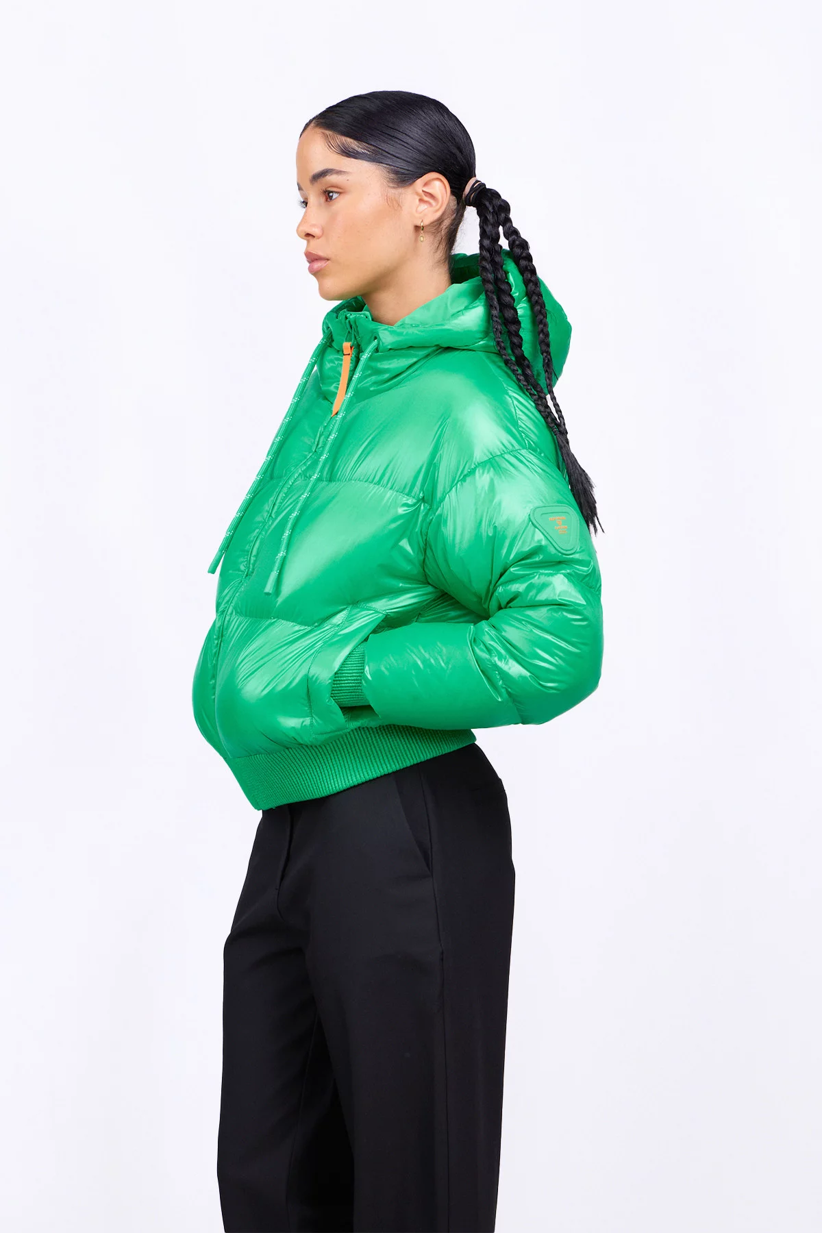 Nine Lush Green shiny short padded jacket