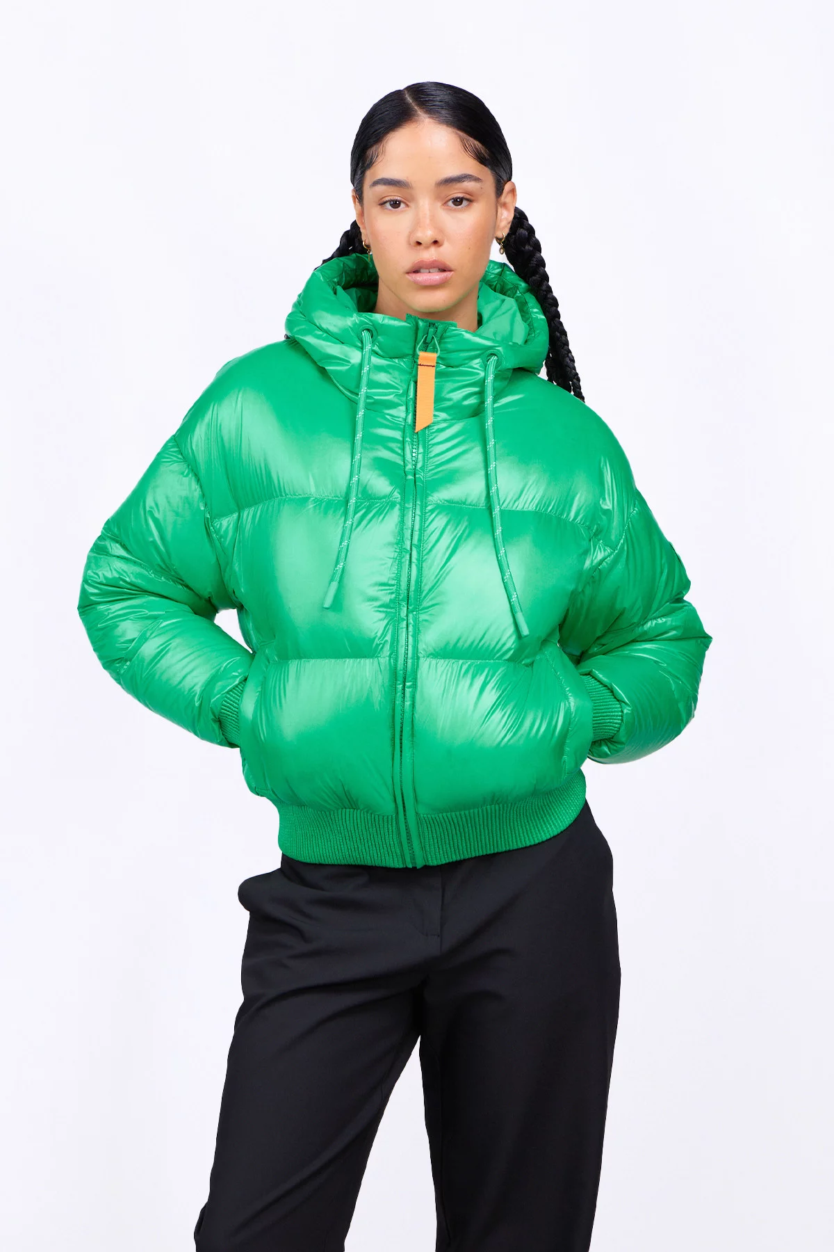 Green best sale shiny jacket