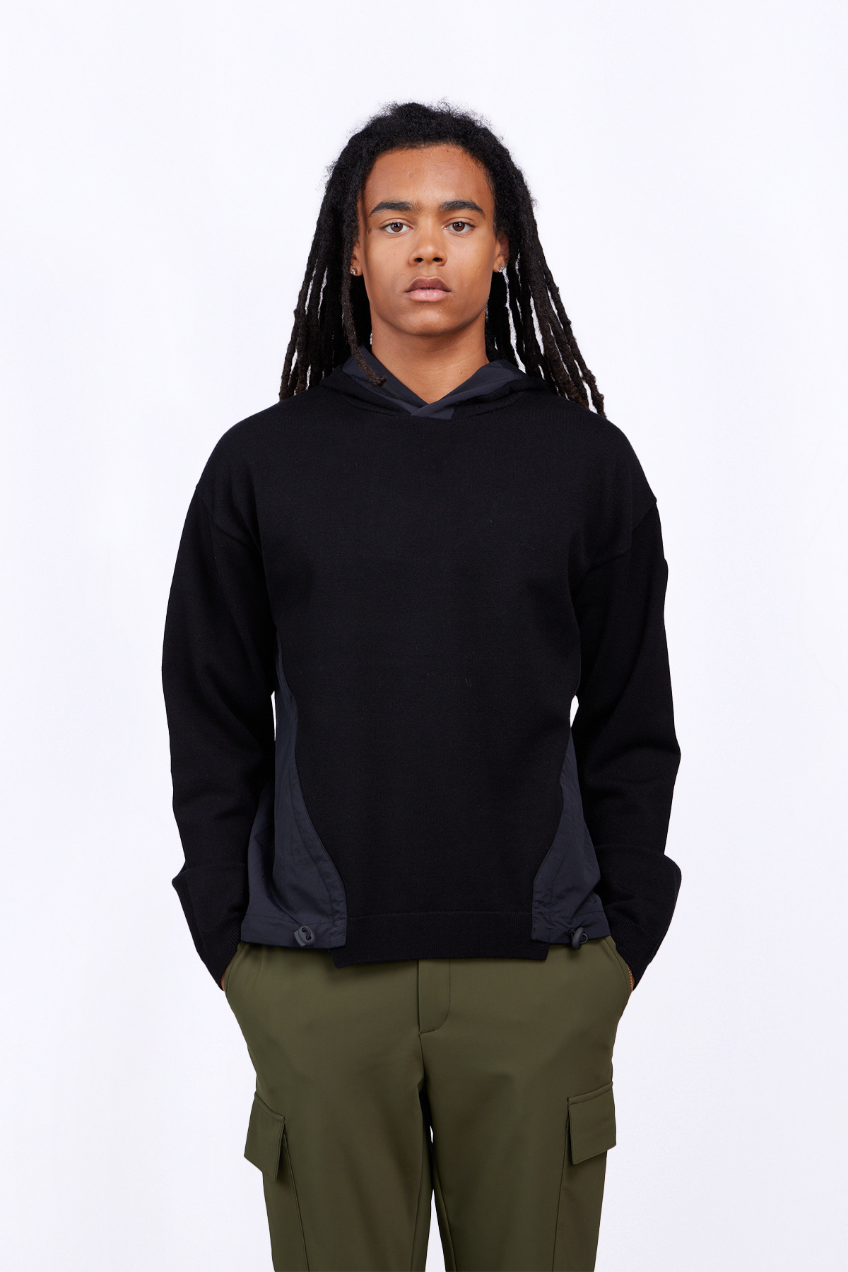 Yohan Black nylon-knit hoodie