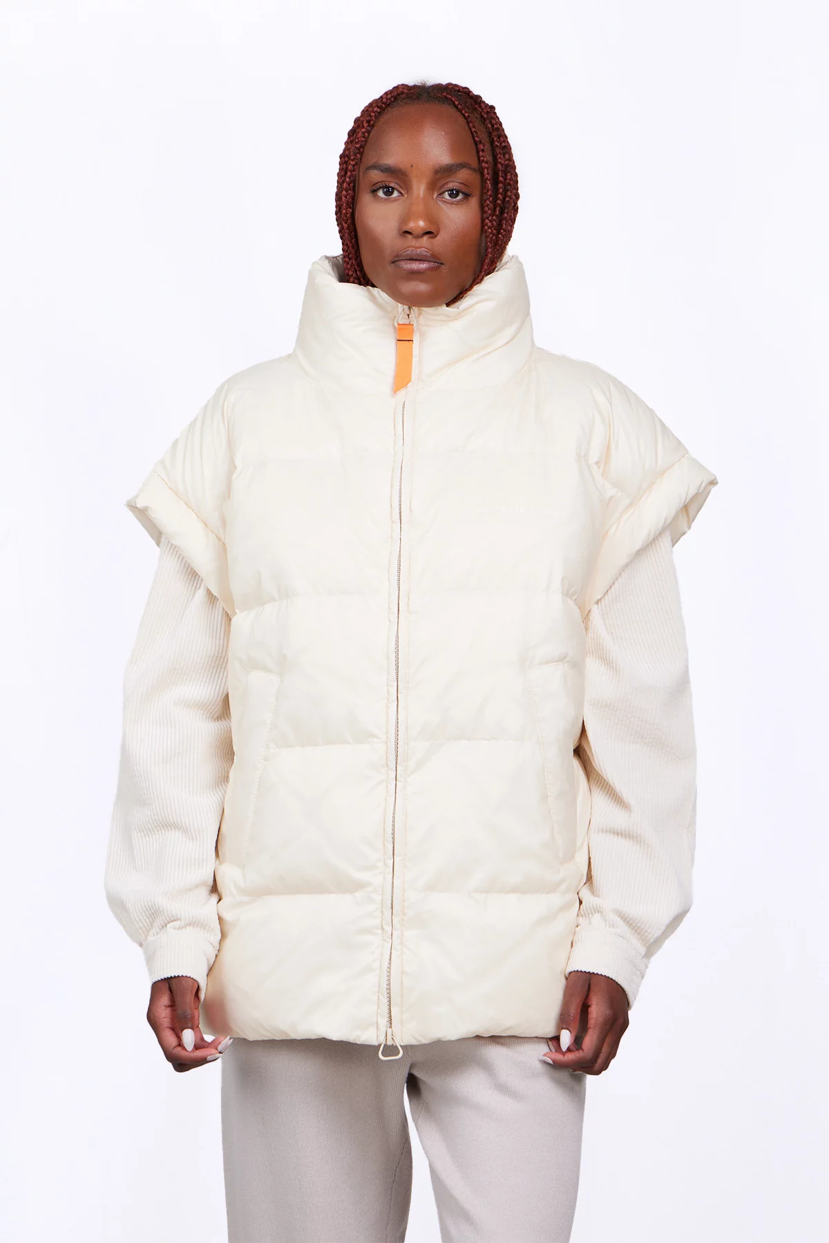 Doudoune sans manches oversize en nylon ripstop Gaia cru