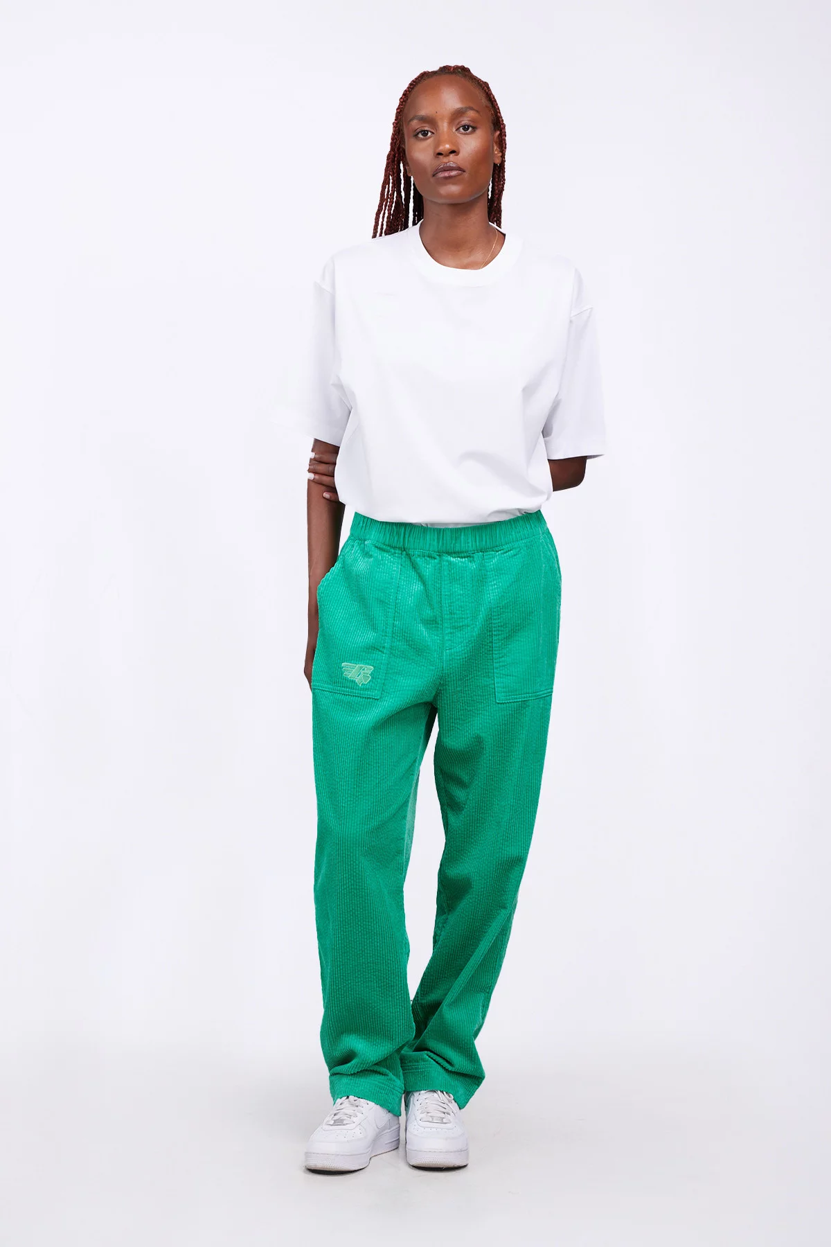 British Racing Green Corduroy Trousers - Stancliffe Flat-Front in 8-Wale  Cotton - Fort Belvedere
