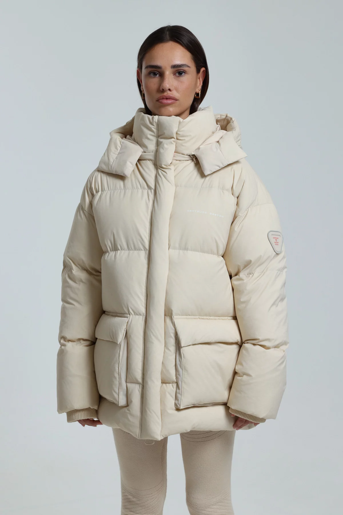 Manie Texture maxi puffy jacket Vanilla