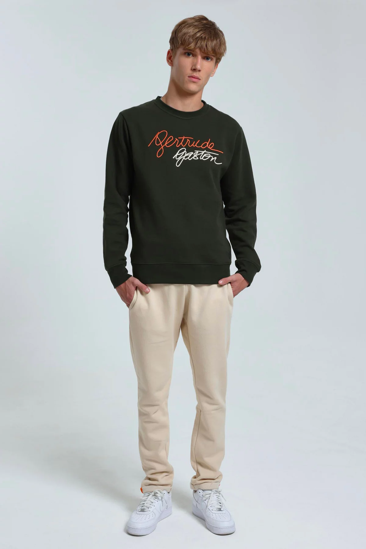 Guillaume Flash round neck sweatshirt Kaki