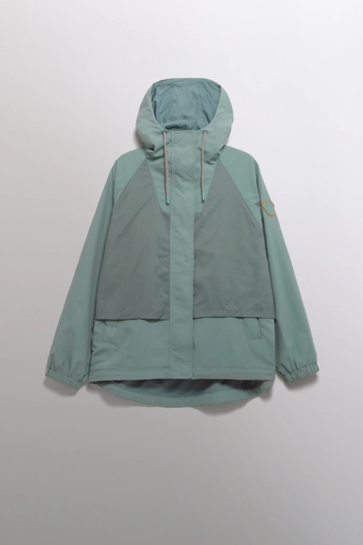Leonia two-material windbreaker with trapeze cut