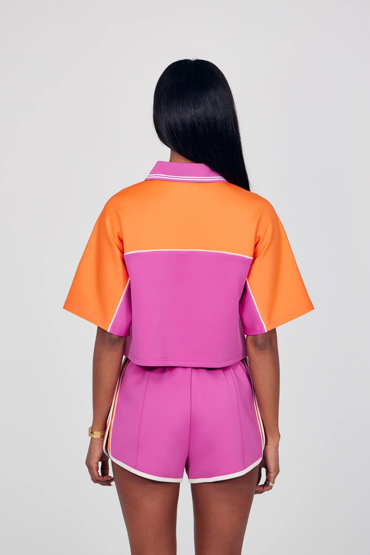 Cropped sports polo in acetate Zina