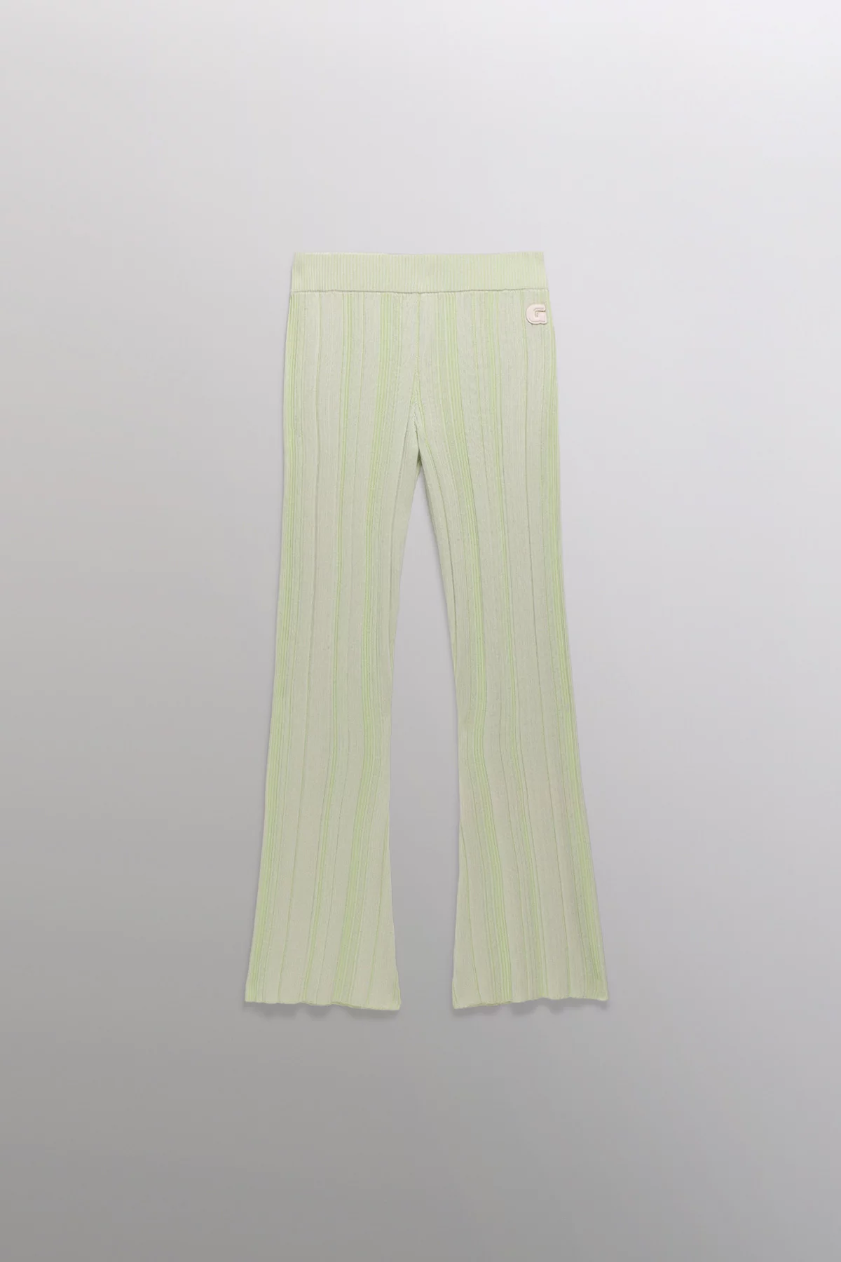 Tight flare pants in two-tone vanilla knit Minette