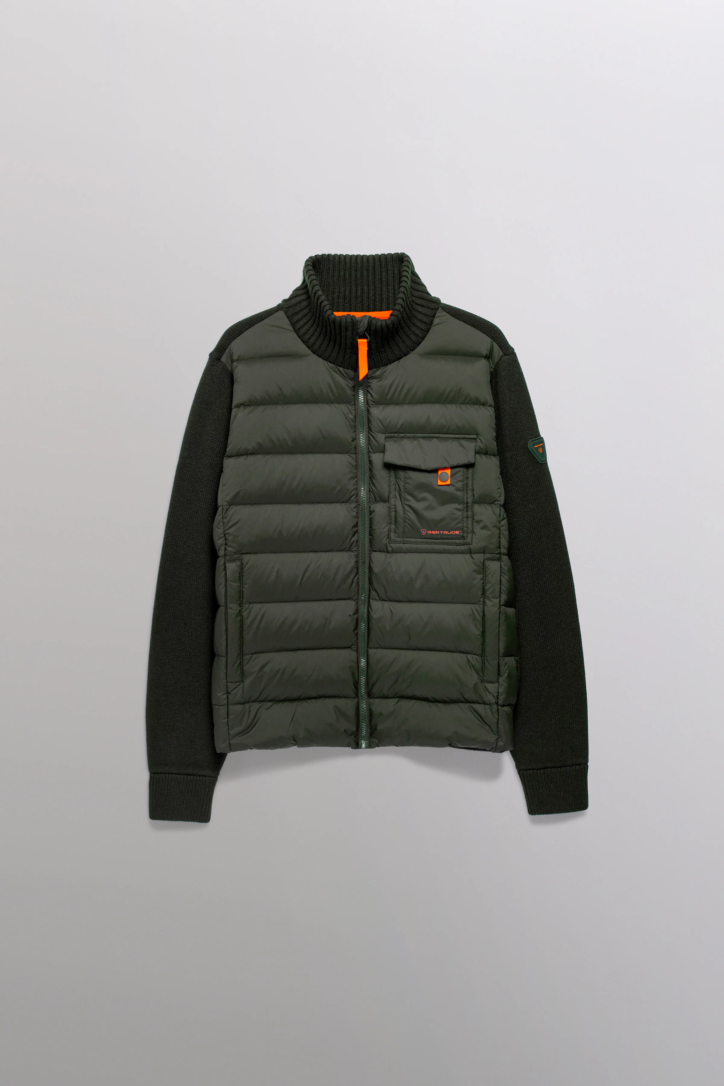 Two-material cardigan with funnel neck Laurenzo