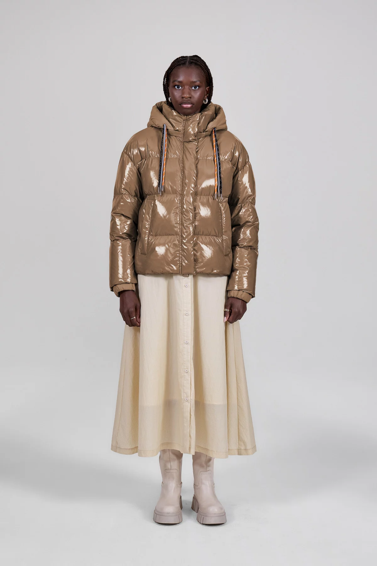 Lili Bright short glossy nylon down jacket