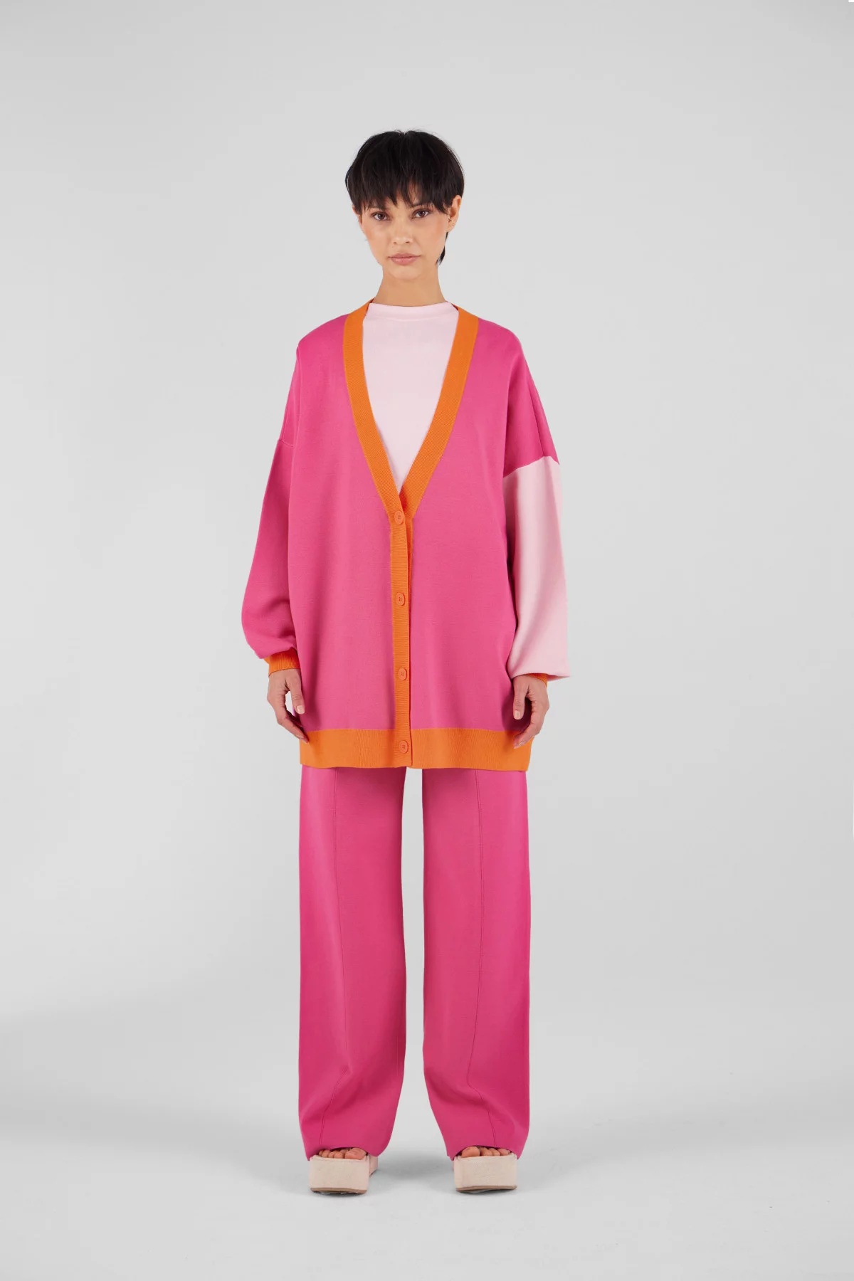 Cardigan ample en maille tricolore Irina