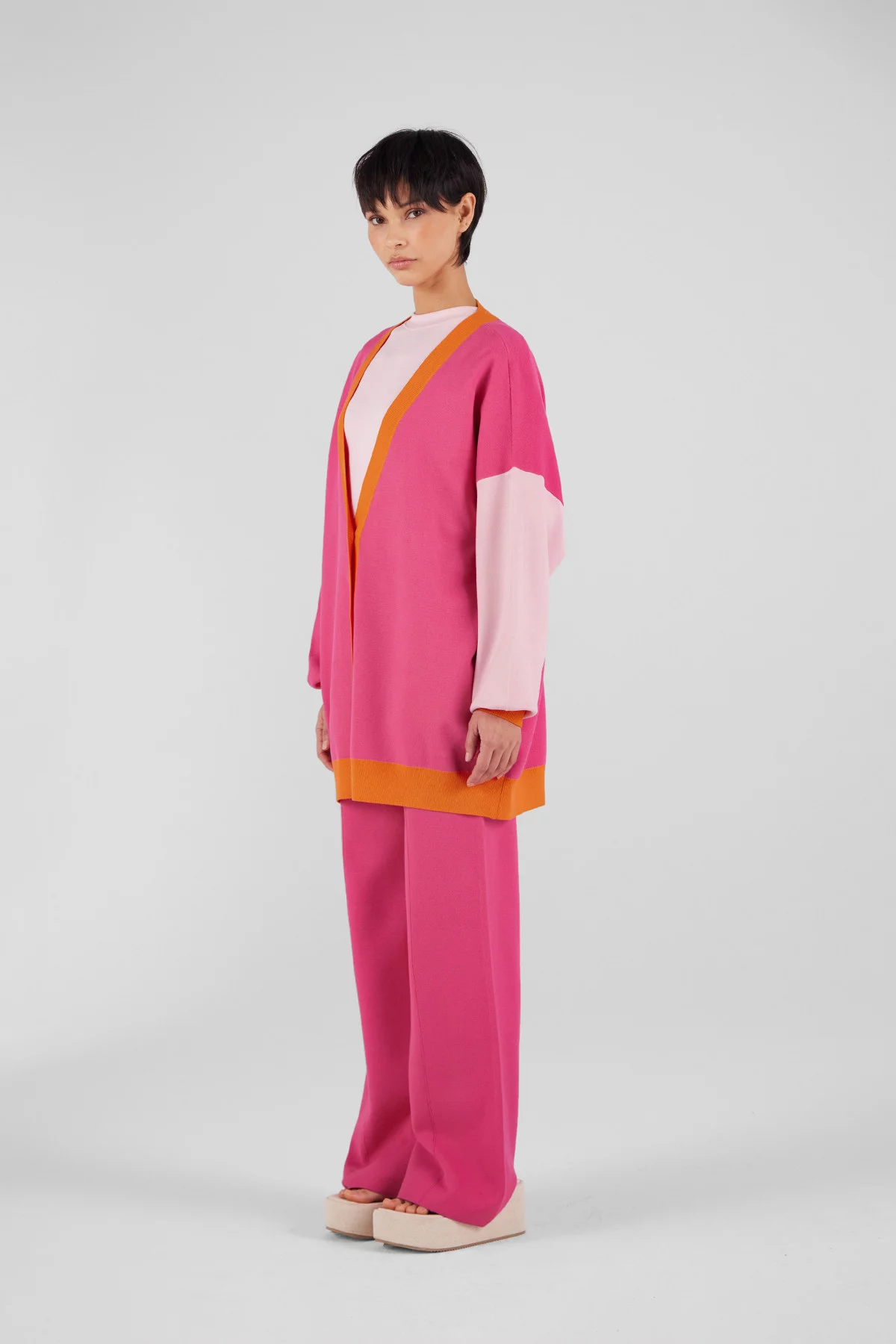 Cardigan ample en maille tricolore Irina