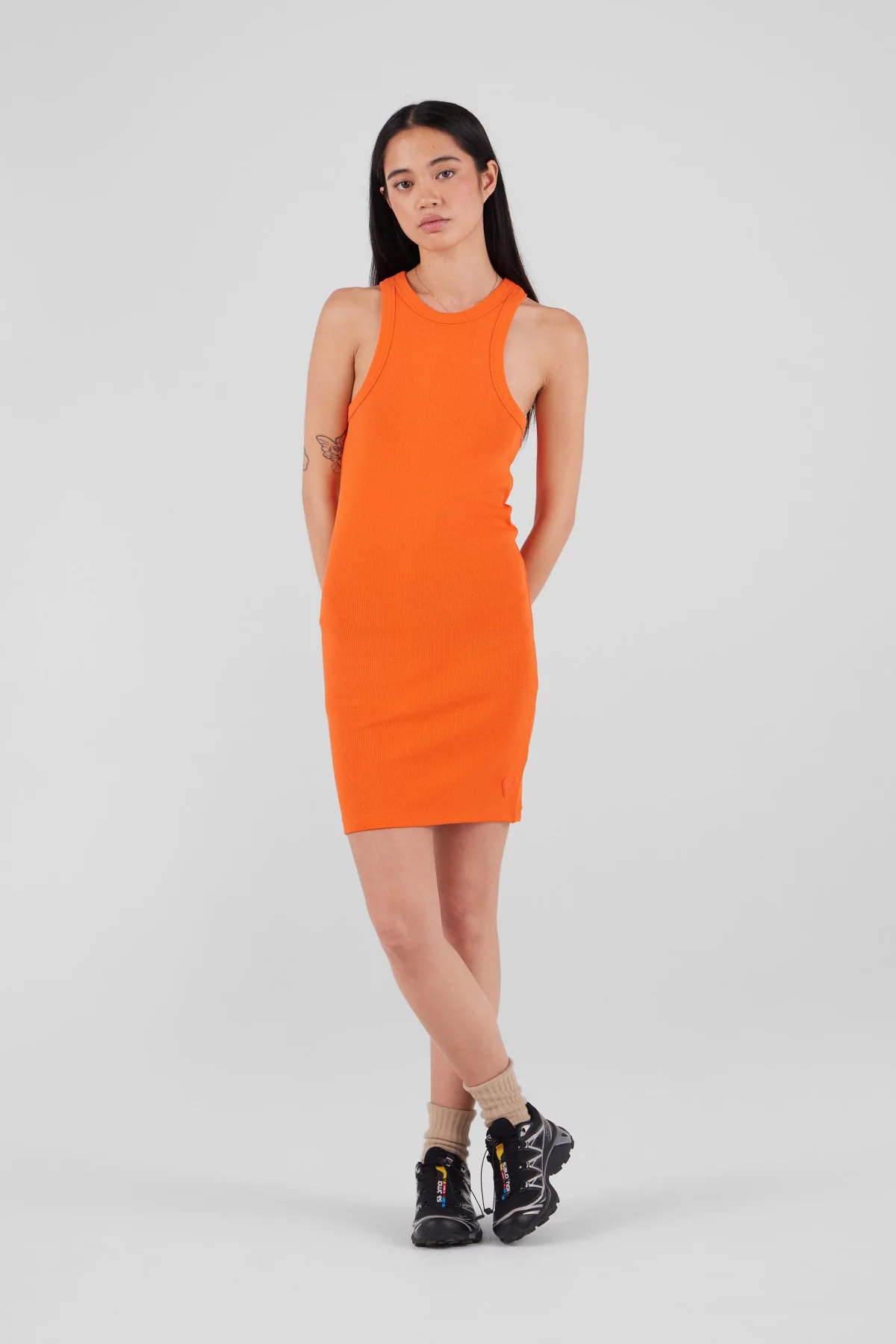 Sleeveless dress in ribbed jersey Tia