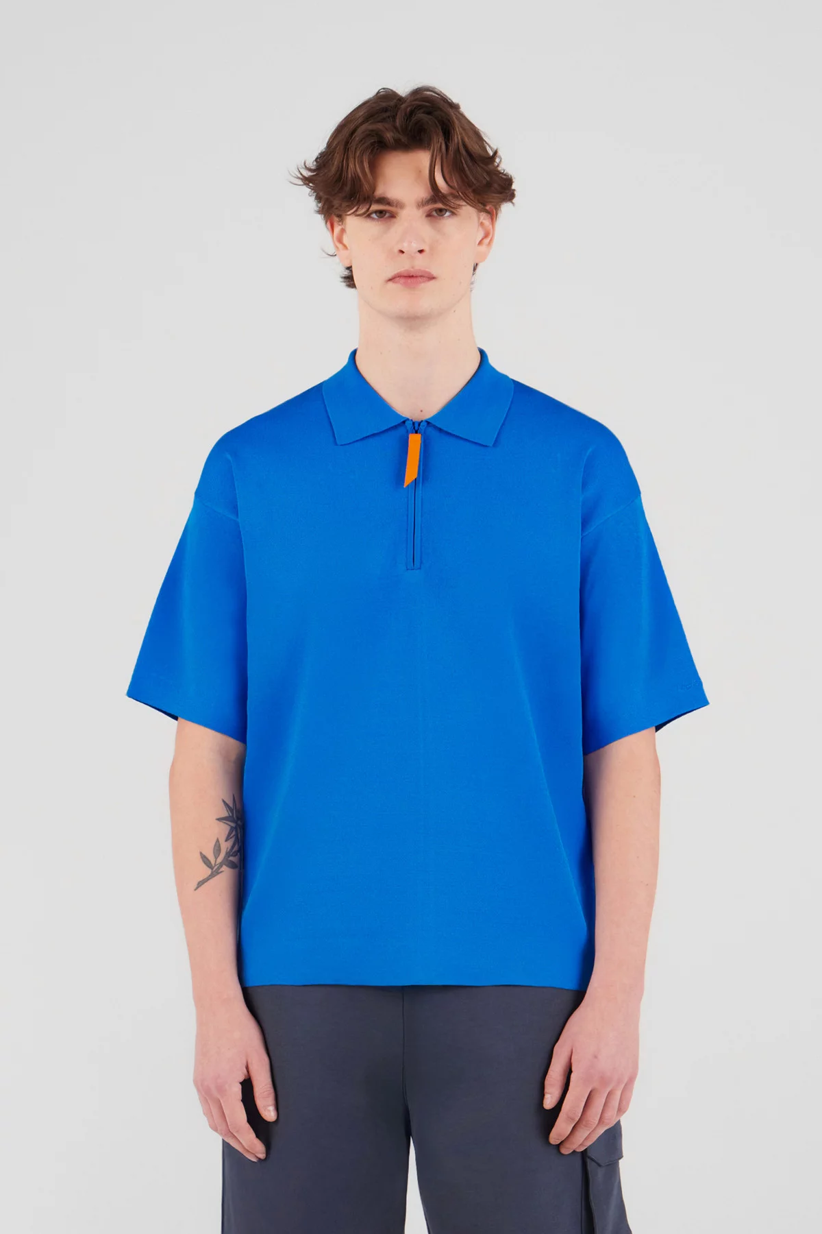 Knitted polo shirt with zip...